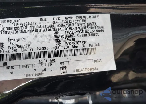 2013 Ford C-Max Sel z USA, uszkodzony, nr VIN 1FADP5CU6DL515040